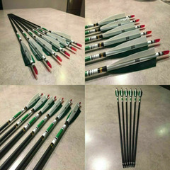 12Pcs 33inch Carbon Hunting Arrows Archery Target Arrows with 5″ Turkey Feathers