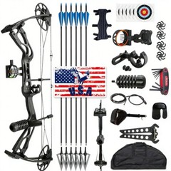 70lb Compound Bow Archery Set 320FPS Speed Sight Release Hunting Arm Guard