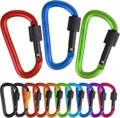 10 Pack Aluminum D Ring Key Rings Clips Locking Carabiner for Camping Fishing