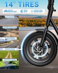 Electric Scooter with Seat, 14″ E-Scooter with 36V 7.8AH Battery, 350W Motor