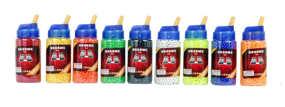 UKARMS 2000 BB BBs Bottle Quick Load .12g 6mm Airsoft Pistol Rifle Assorted