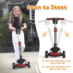 Commugo Electric Scooter for Kid Light-Up Wheels Lean-to-Steer 5 mph 3-12 Years