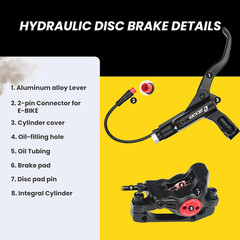 Zoom H875E Ebike Hydraulic Disc Brake Set with 2-PIN Sensor & Rotors