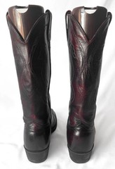J. Chrisholm Black Cherry Red Leather Cowboy Boots, Men’s Sz. 8.5D