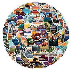 100 Pieces National Park Waterproof Vinyl Travel Sticker Decals, Outdoor Adventu