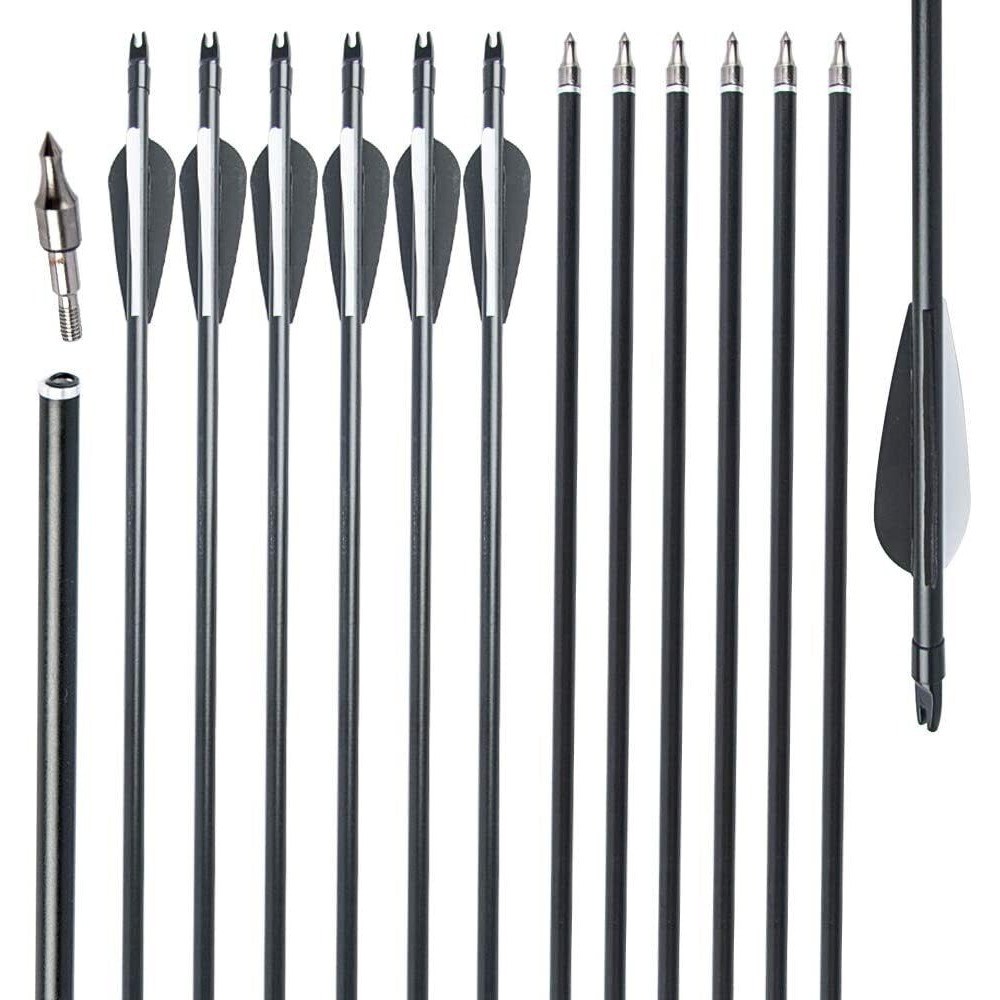 12Pcs 30“ Fiberglass Arrows Spine 500 OD 8mm Archery Plastic Feather F Shooting