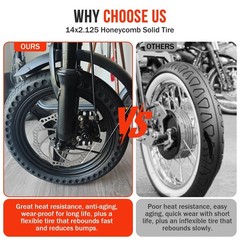 14×2.125 Solid Electric Bicycle Tire,14 x 2.125 Electric Bike Tire for Replac…