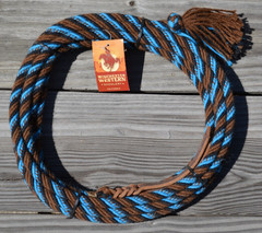 1/2″ Alpaca Mecate 6 x 22′ – Chestnut/Turquoise/Black