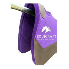 Purple Wool Felt Saddle Pad with Leather | Western Riding Pad | 30X30″ & 32X32″