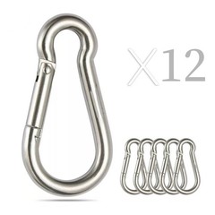 12 PCS Spring Snap Hook Carabiner Clips, Set Of 12 264 Lbs Stainless Steel 304
