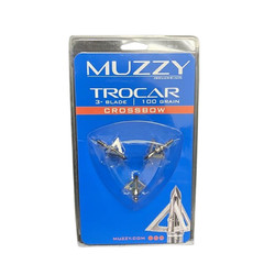 Muzzy 3 Blade Broadhead 100 Grain 1.13″ Cutting Diameter TrocarTip 3Pc 292Silver