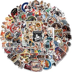 100pcs Sexy Pinup Girl Stickers, Retro Motorcycle Girl Stickers Pack for Adults,