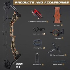Compound Bow 19-70lbs Hunting Bow Archery Shooting Arrows Kit Target Practice