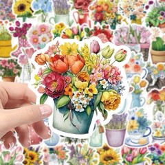 30Pcs Random Aesthetic Fresh Flower Bouquet Floral Plant Waterproof Stickers