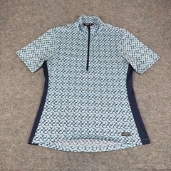 Kerrits Aire Ice Fil Riding Shirt 1/4 Zip Horseshoe Print Blue Womens Small S *