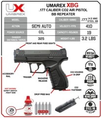 Umarex XBG .177 Cal Air Pistol BB Gun w/ BB Jug, 5 CO2 & Speedloader (2254804)
