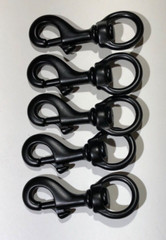 (5) Black Powder Coated Solid Brass Bolt Snaps 3/4″