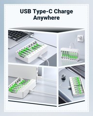 8 Bay AA AAA Battery Charger for NiMH NiCD Rechargeable Batteries,USB HighSpe…