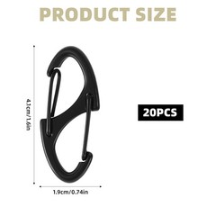 20pc Alloy S Carabiner Clips, Dual Opening Design, Keychain Snap Hooks, Mini …