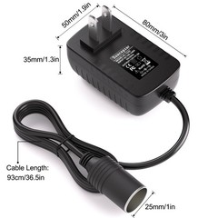AC to DC Converter 12V 24W Car Cigarette Lighter Socket, 100-240V to 12V 2A A…