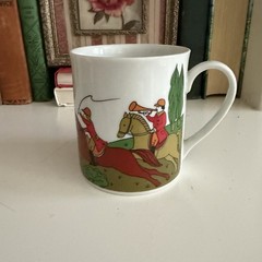 Vintage Horse Rider Hunters And Dogs Hunting Red Fox Equestrian Mug Set Japan
