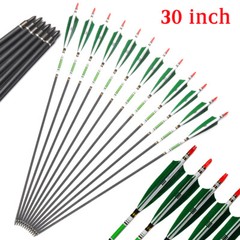 12Pcs Carbon Arrows 30»/32″ Spine 500 Changeable Tips 7.6mm Real Turkey Feather