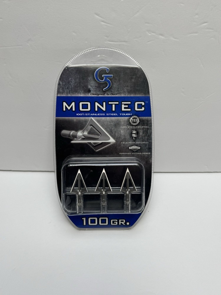 G5 Montec Broadheads Stainless Steel 100 Grain 1-1/16″ Cut – Pack of 3 Sealed