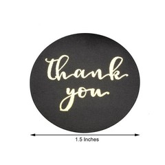 500 Black Gold 1.5″ Round Self Adhesive Thank You STICKERS DIY Crafts Labels