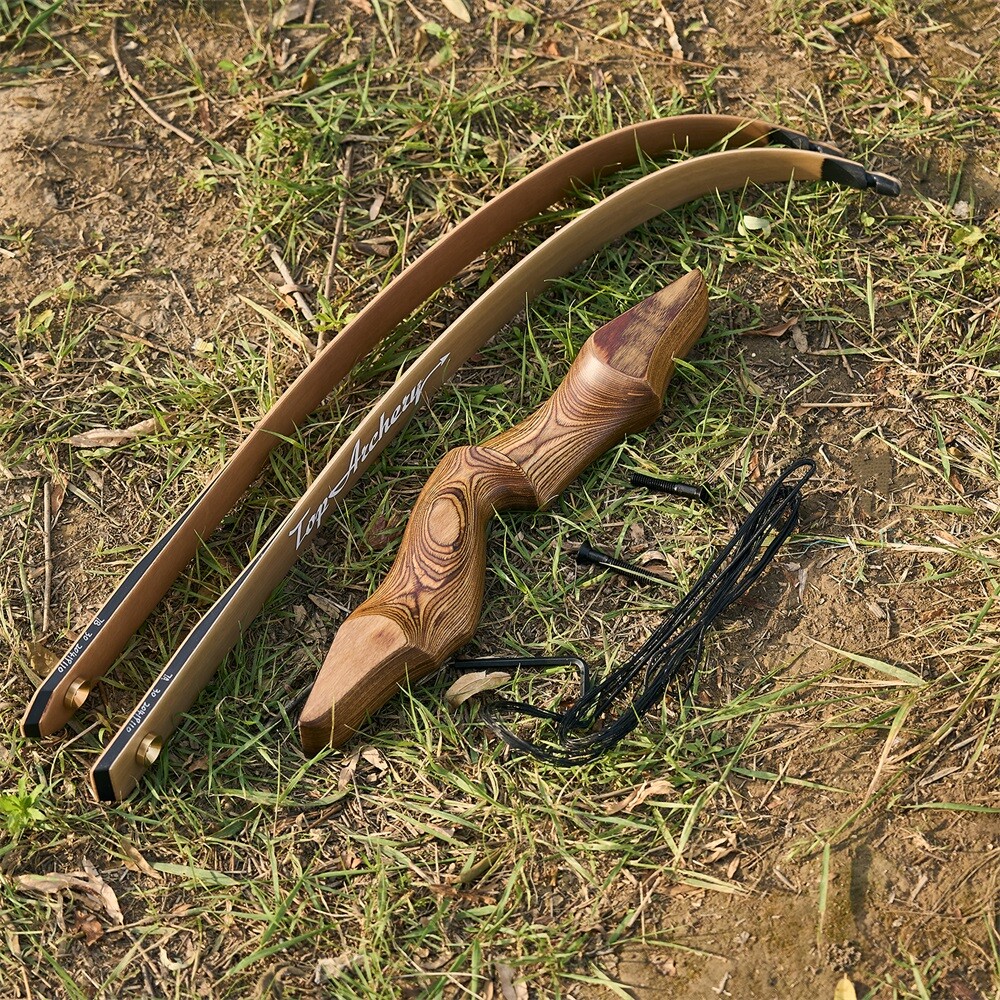 Archery 60″ Traditional Takedown Recurve Bow 30-50lbs Hunting Shoot Carbon Arrow