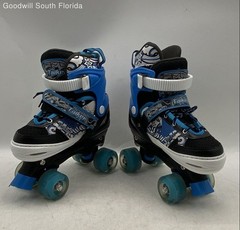 Taiker Unisex Kids Black Blue White Adjustable Four Wheeled Roller Skates 34-37