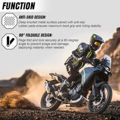 M8 90° Foldable Motorcycle Foot Pegs, CNC Aluminum Alloy & Anti-Skid Blue