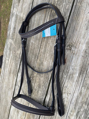 English bridle w/crystal brow band Havana brown leather