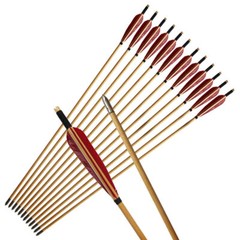 6/12Pcs Handmade 33″ Wooden Arrow LongBow Red Lightning Turkey Feather Fletching