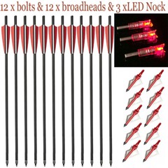 12PCS 20» Carbon Crossbow Bolts Crossbow Arrows 100 Grain Broadheads Hunting