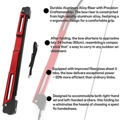 58″ Folding Bow Portable Recurve Bow 35lbs RH/LH Archery Hunting Outdoor Use