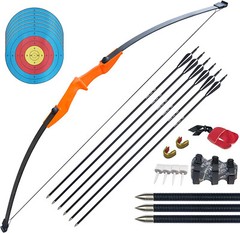 Archery Recurve Bow Arrows Set 30 40LBS Straight Longbow Bow Right and Left Hand