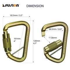 Tacoma D Shaped Triple Lock Alloy Steel Carabiner Heavy Duty Climbing Gear