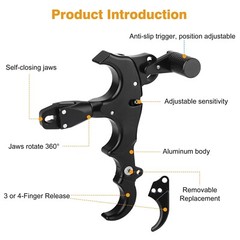 Archery Release Aid, 3/4 Finger Grip Thumb Trigger Caliper, Compound Bow Hunting