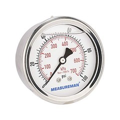 2-1/2inch Dial Size, Glycerin Filled Pressure Gauge, 0 0-100 psi Back Mount
