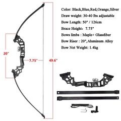 Bowfishing Recurve Bow Kit 40lbs Fishing Reel Archery Straight Bow Arrow Hunting