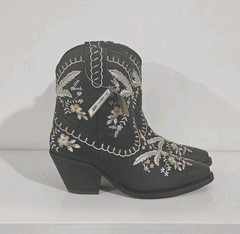 Dingo Women’s Primrose Western Boots Black Floral Embroidered Boho Cowgirl/7.5