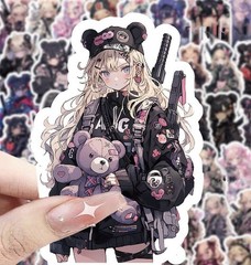30Pcs Random Cool Cute Gothic Anime Girls Cartoon Waterproof Stickers
