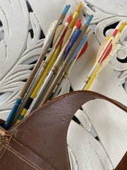 Vintage Archery Black Hawk Cravotta Brothers Swift 1816 Arrows Leather Quiver