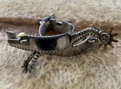 Adult Size Stainless Steel PAIR Western Notched Edge Spurs