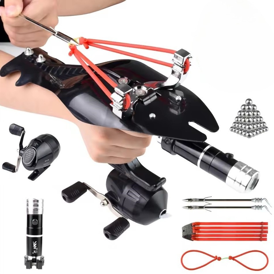 Hunting Fishing Slingshot Pro Laser Catapult Shooting Bow Archery Bowfishing Set