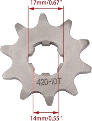 Motorcycle 420-10T Front Sprocket 17mm for 50cc 70cc 90cc 110cc 125cc Dirt