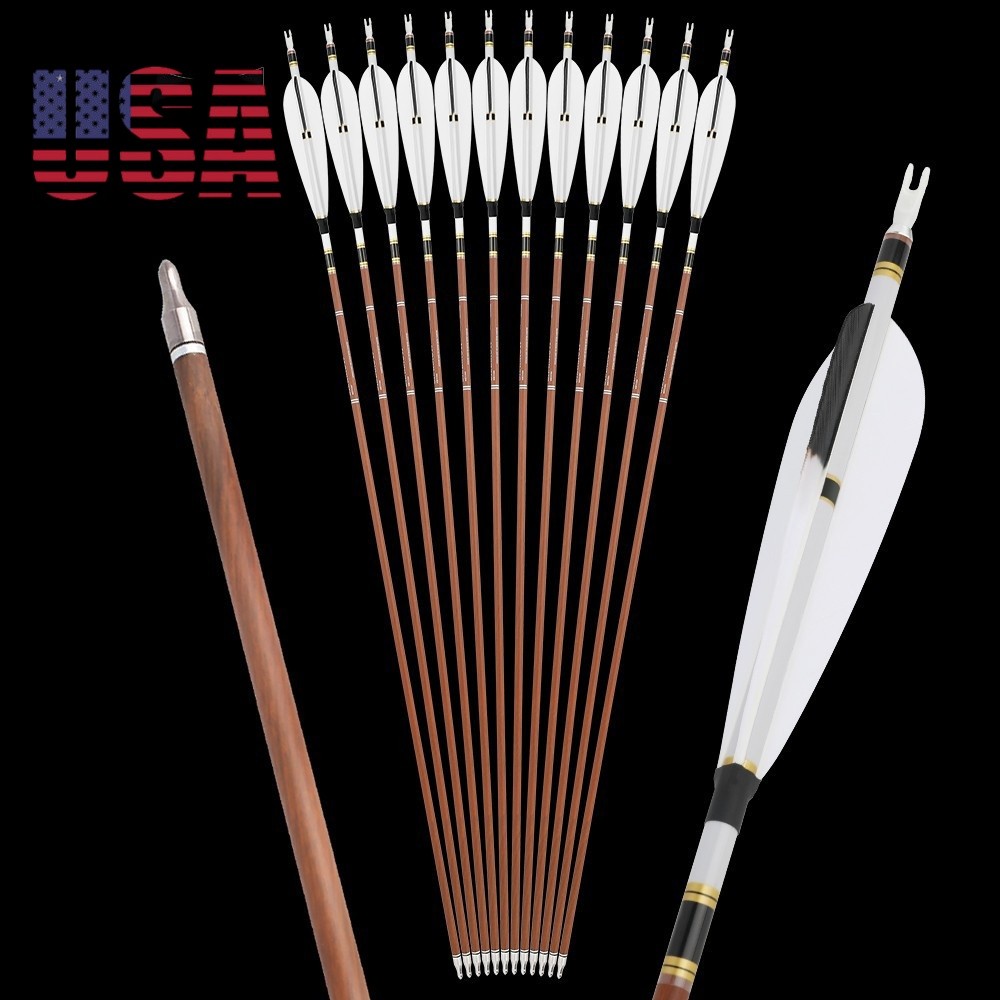 12X 31″ Pure Carbon Arrows SP340-600 Archery Compound Recurve Bow Tips Hunting