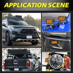 LED Pods, 3 Inch Flood CREE LED Fog Lights 40W Small Driving Flood Beam Amber