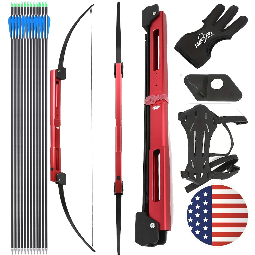 58″ Recurve Bow 35 lbs Folding Bow CNC Portable RH/LH Archery Hunting Bow Arrow