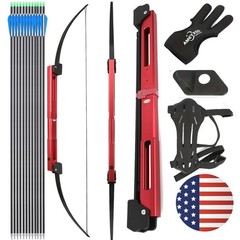 58″ Recurve Bow 35 lbs Folding Bow CNC Portable RH/LH Archery Hunting Bow Arrow